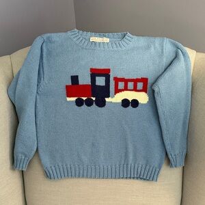 Kids Blue Sweater with Train Design